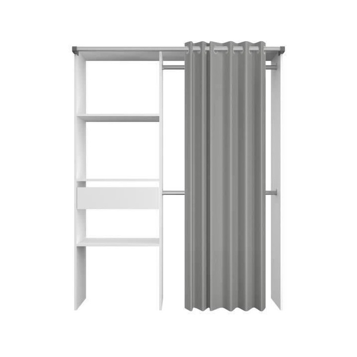 EKIPA Aménagement de placard avec rideau - Décor blanc - 1 colonne a