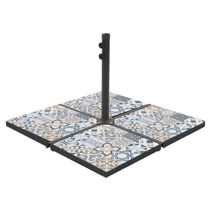 Dalle - Pied de Parasol - Céramique + acier thermolaqué - 41 x 41 x