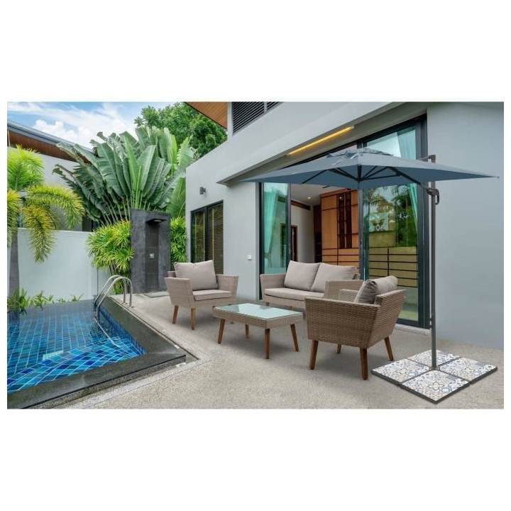 Dalle - Pied de Parasol - Céramique + acier thermolaqué - 41 x 41 x