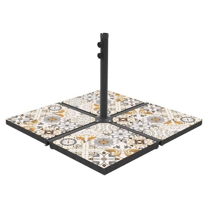Dalle - Pied de Parasol - Céramique + acier thermolaqué - 41 x 41 x