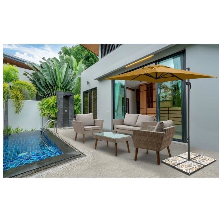 Dalle - Pied de Parasol - Céramique + acier thermolaqué - 41 x 41 x