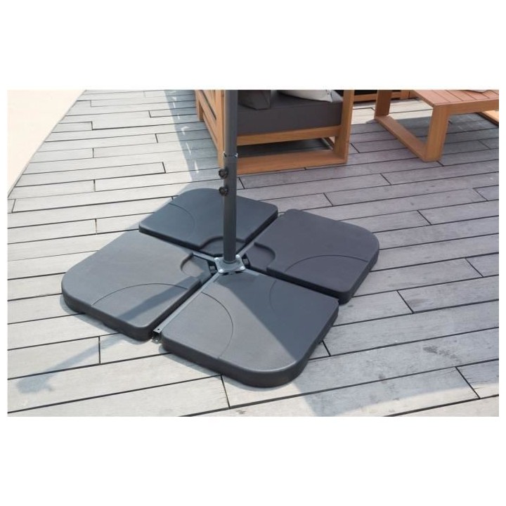 Lot de 4 dalles 15 L a lester pour parasol - 50 x 50 x 7 cm - HDPE - N