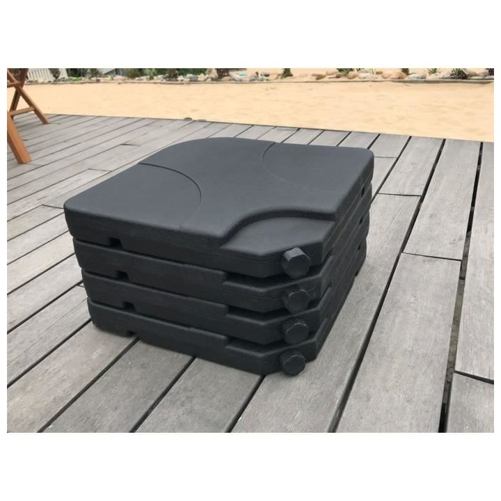 Lot de 4 dalles 15 L a lester pour parasol - 50 x 50 x 7 cm - HDPE - N