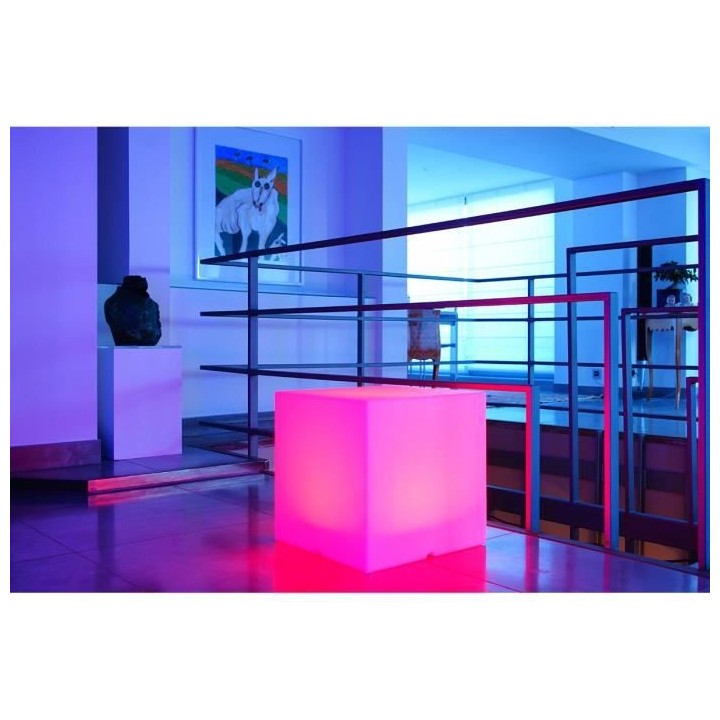 LUMISKY - Cube lumineux tabouret sans fil LED - multicolore dimmable C