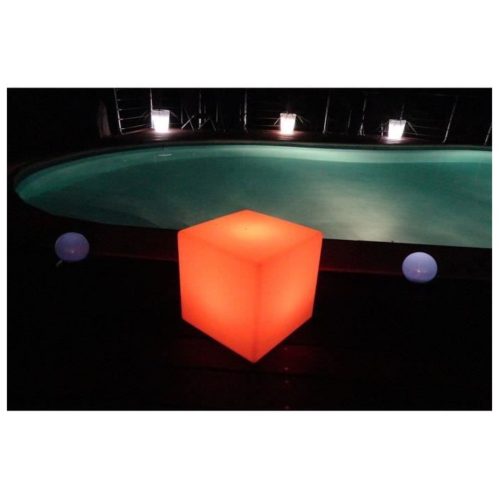 LUMISKY - Cube lumineux tabouret sans fil LED - multicolore dimmable C