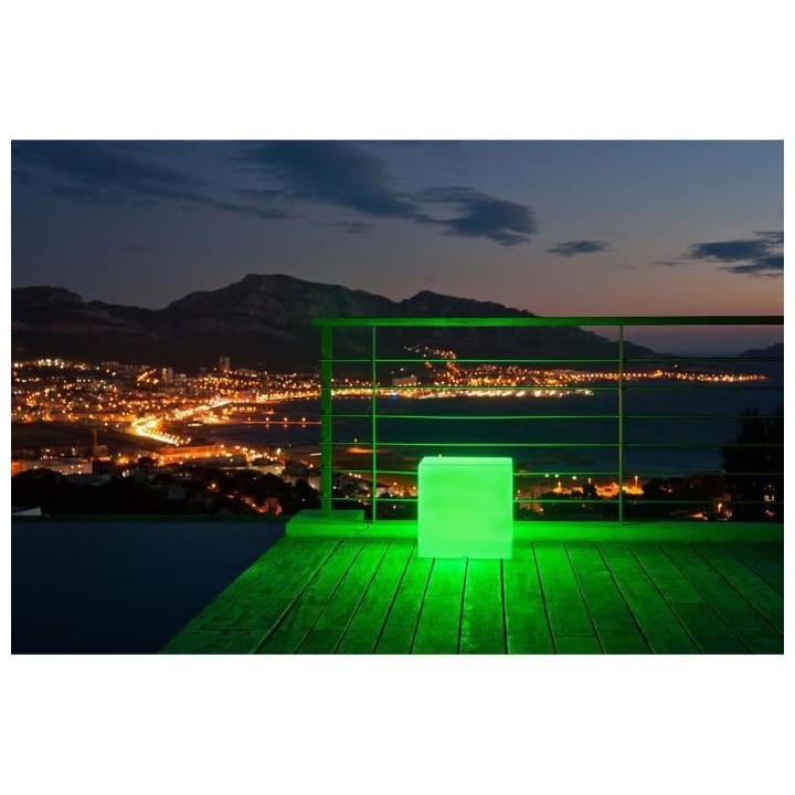 LUMISKY - Cube lumineux tabouret sans fil LED - multicolore dimmable C