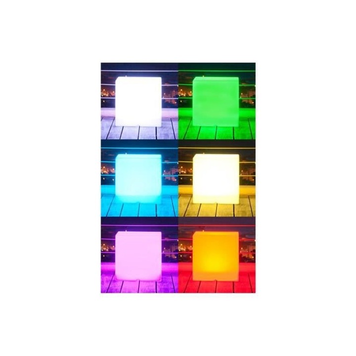 LUMISKY - Cube lumineux tabouret sans fil LED - multicolore dimmable C