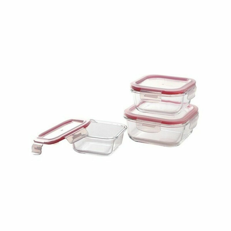 Ensemble de Boîtes à Lunch Bergner Q4052 Carré Verre Borosilicaté (3 pcs)