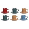 Lot de tasses avec soucoupes DKD Home Decor Rouge Bleu Vert Jaune Grès 180 ml