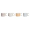 Ensemble de tasses à café DKD Home Decor Rouge Bleu Métal Blanc Jaune Bambou 260 ml 4 Pièces Dolomite