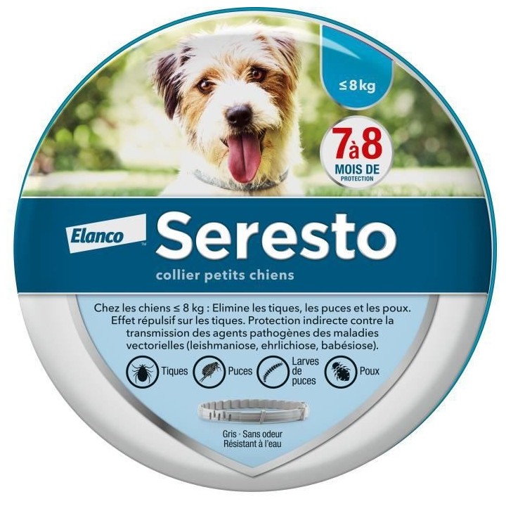 Seresto Chien Collier Anti-Puces et Anti-Tiques -8kg 1 unité