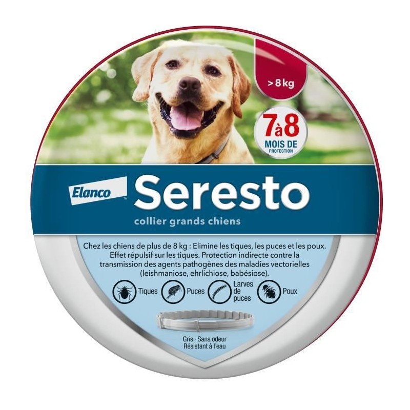 Seresto Chien Collier Anti-Puces et Anti-Tiques +8kg 1 unité