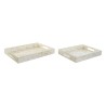 Jeux de plateaux DKD Home Decor Blanc Nacre noire Bambou 40 x 30 x 5 cm méditerranéen (2 Unités)