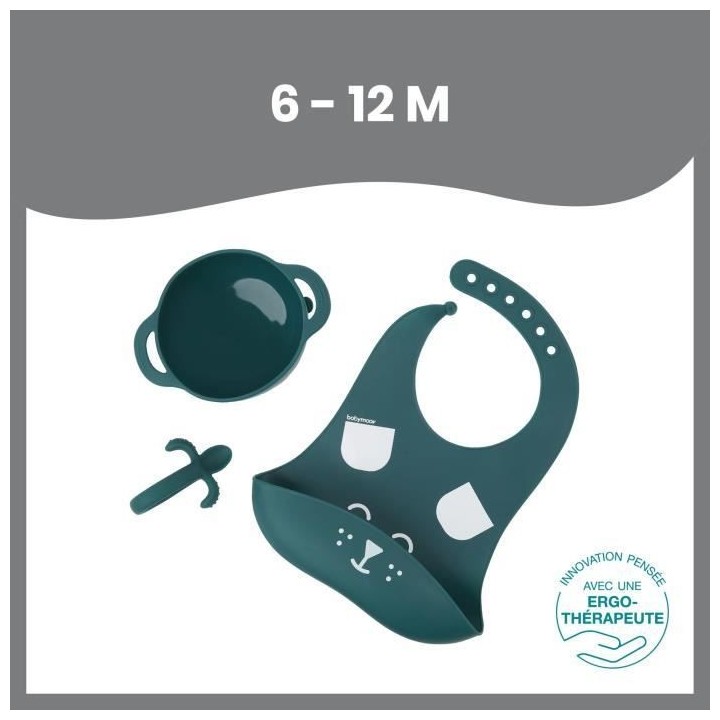 Babymoov Coffret repas 6-12 mois 3 pieces, FIRST'ISY Chien Bleu