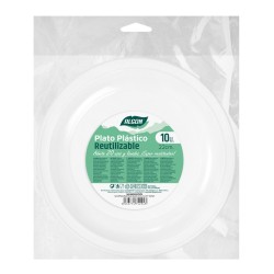 Lot d'assiettes réutilisables Algon Rond Blanc 21,5 x 1,5 cm Plastique 10 Unités