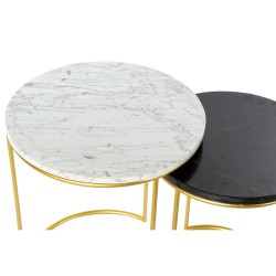 Jeu de 2 tables DKD Home Decor Blanc Noir Doré Métal Marbre 40 x 40 x 46,5 cm