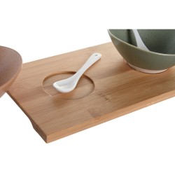 Ensemble à apértif DKD Home Decor 29 x 15,5 x 1,5 cm Porcelaine Multicouleur Bambou Scandinave