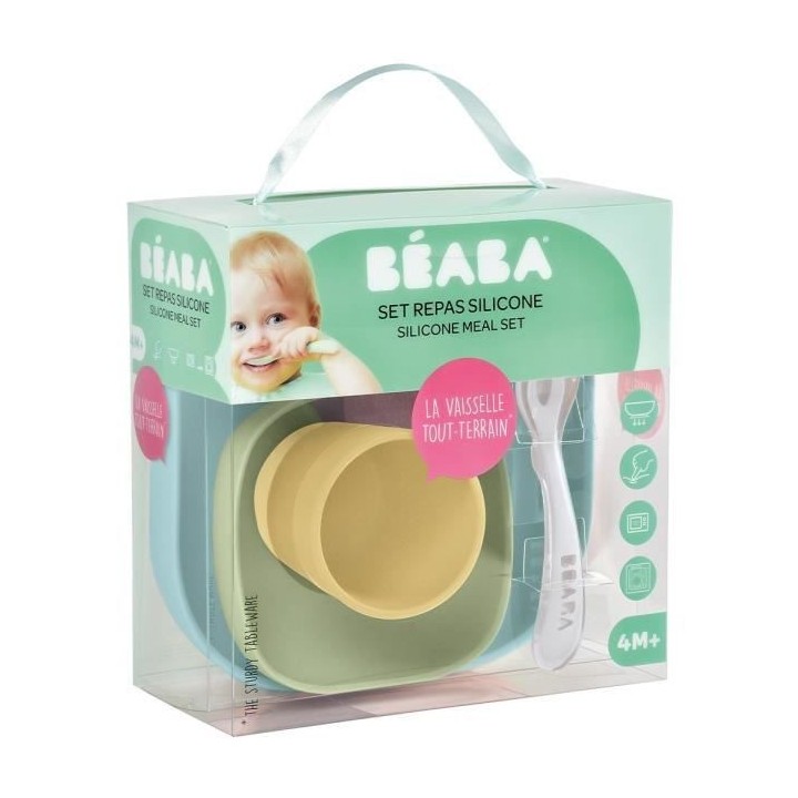Béaba Repas Coffret Silicone Jaune 4 pieces