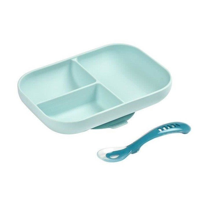 BEABA, Set Repas Bébé, Avec Ventouse, Anti dérapant, Assiette Silic