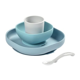 BEABA, Coffret repas Silicone Bébé, Avec Ventouse, Anti-dérapant, 4