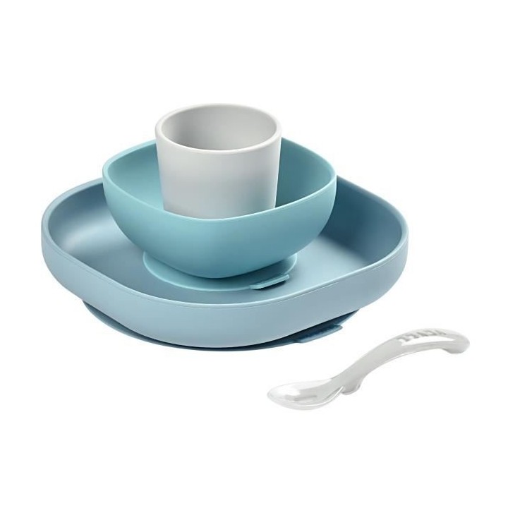 BEABA, Coffret repas Silicone Bébé, Avec Ventouse, Anti-dérapant, 4