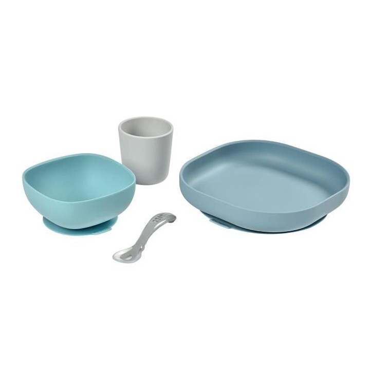 BEABA, Coffret repas Silicone Bébé, Avec Ventouse, Anti-dérapant, 4