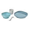 BEABA, Coffret repas Silicone Bébé, Avec Ventouse, Anti-dérapant, 4 Pieces, Assiette + Bol+ Verre + Cuillere, Jungle