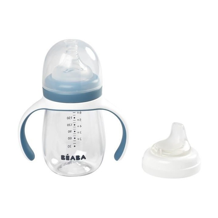 BEABA, Biberon/Tasse d'apprentissage 2 en 1, Tasse Paille Enfant, 100%