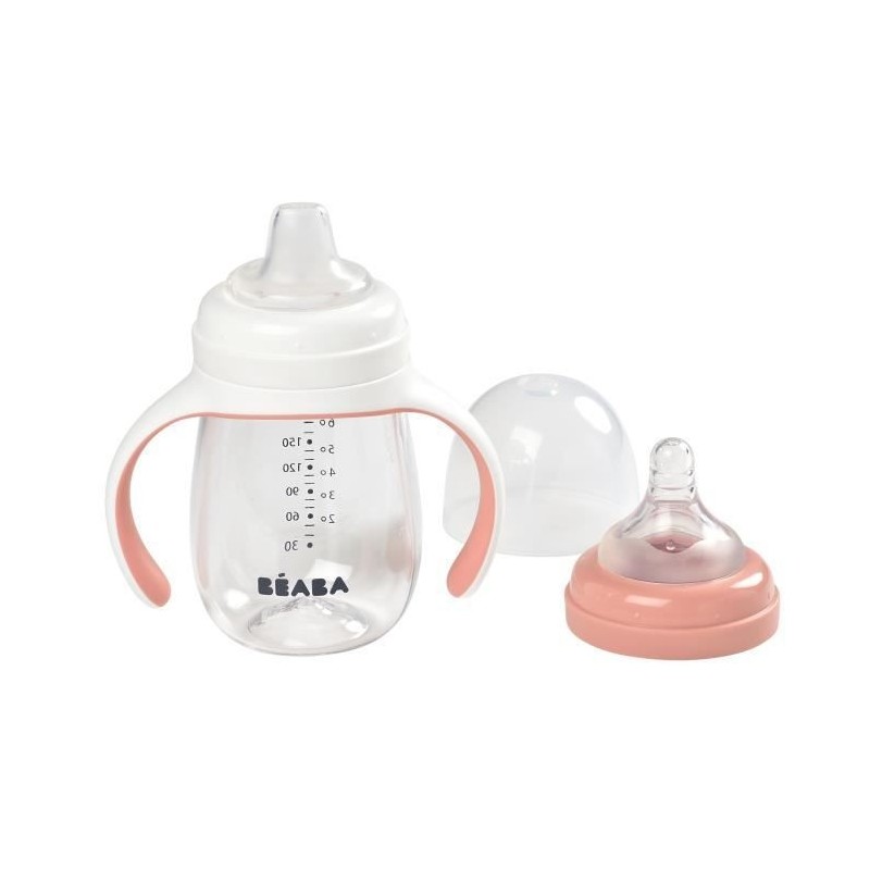 Béaba Tasse Biberon d'Apprentissage 2en1 Rose 210ml