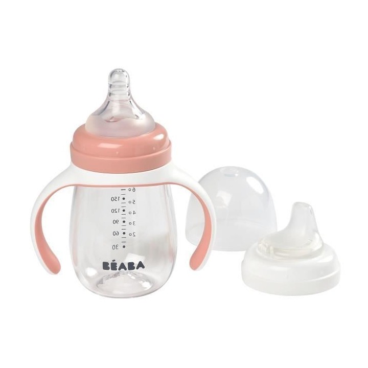 Béaba Tasse Biberon d'Apprentissage 2en1 Rose 210ml
