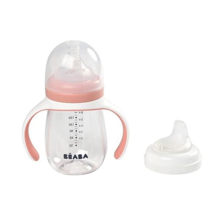 Béaba Tasse Biberon d'Apprentissage 2en1 Rose 210ml