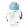 BEABA, Biberon/Tasse d'apprentissage 2 en 1, Tasse Paille Enfant, 100% étanche, Anti-fuite, 300 ml - windy blue