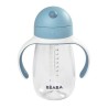 BEABA, Biberon/Tasse d'apprentissage 2 en 1, Tasse Paille Enfant, 100% étanche, Anti-fuite, 300 ml - windy blue