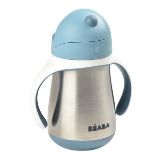 BEABA, Biberon/Tasse d'apprentissage /Gourde Bébé 2 en 1 Inox, Tasse