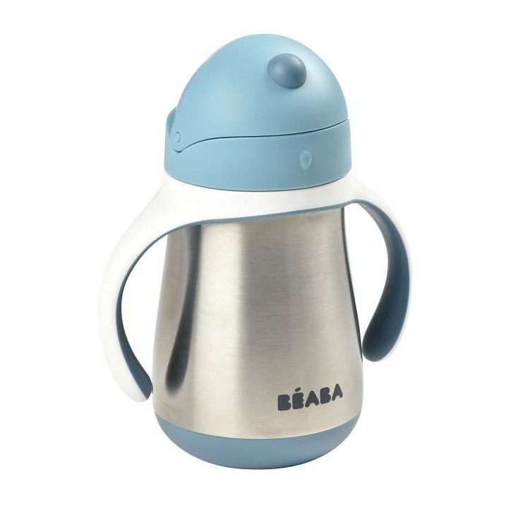 BEABA, Biberon/Tasse d'apprentissage /Gourde Bébé 2 en 1 Inox, Tasse