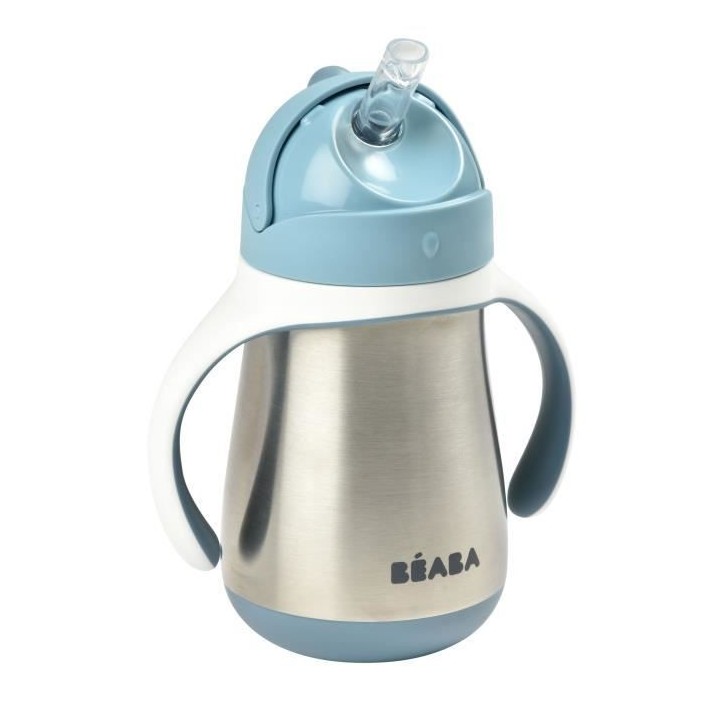 BEABA, Biberon/Tasse d'apprentissage /Gourde Bébé 2 en 1 Inox, Tasse