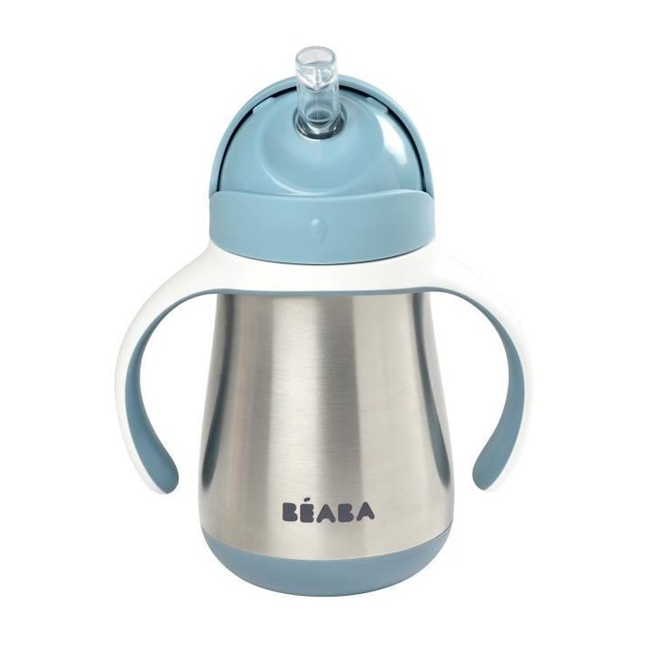 BEABA, Biberon/Tasse d'apprentissage /Gourde Bébé 2 en 1 Inox, Tasse