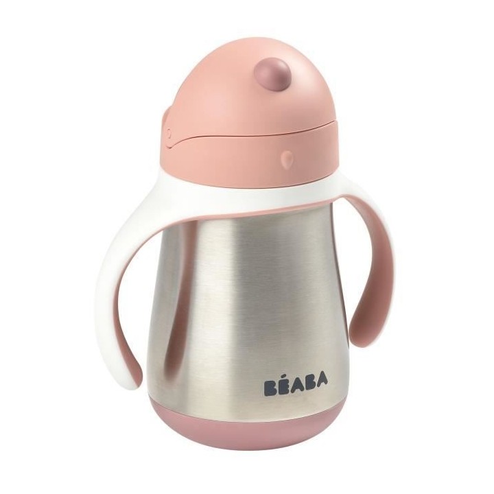 BEABA, Biberon/Tasse d'apprentissage /Gourde Bébé 2 en 1 Inox, Tasse