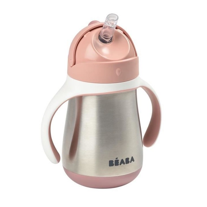 BEABA, Biberon/Tasse d'apprentissage /Gourde Bébé 2 en 1 Inox, Tasse