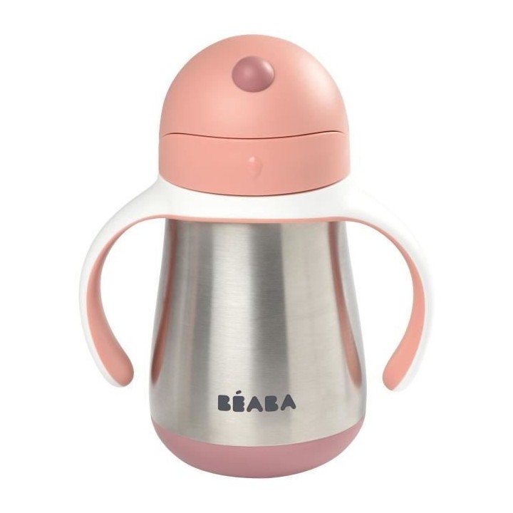 BEABA, Biberon/Tasse d'apprentissage /Gourde Bébé 2 en 1 Inox, Tasse