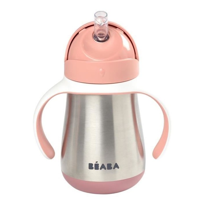 BEABA, Biberon/Tasse d'apprentissage /Gourde Bébé 2 en 1 Inox, Tasse
