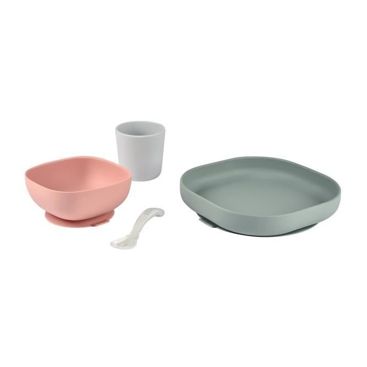 Béaba Coffret Repas Silicone 4 pieces Eucalyptus