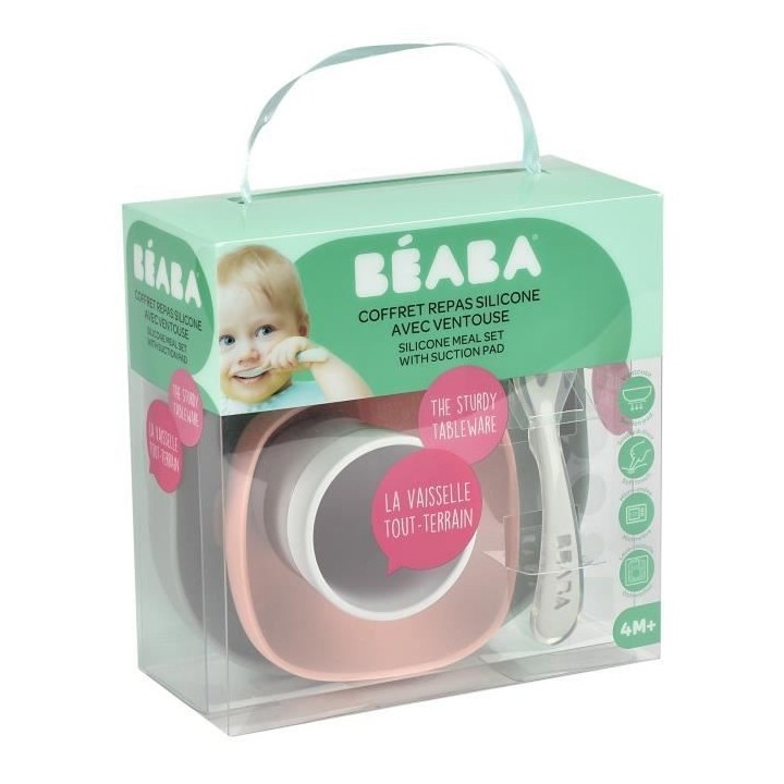 Béaba Coffret Repas Silicone 4 pieces Eucalyptus