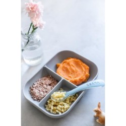 Béaba Repas Set Repas Silicone avec Ventouse Gris