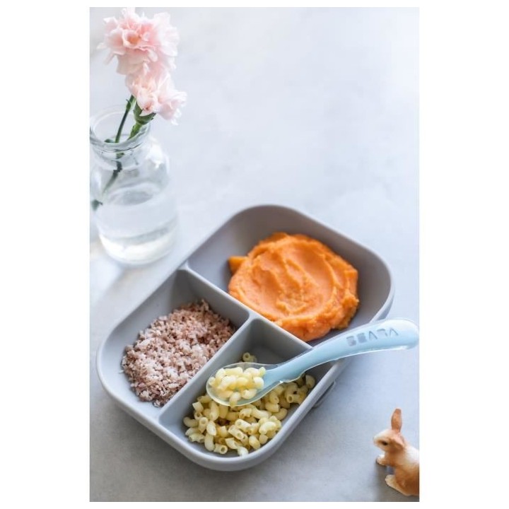 Béaba Repas Set Repas Silicone avec Ventouse Gris