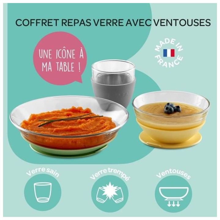 BEABA, Coffret repas verre Yellow
