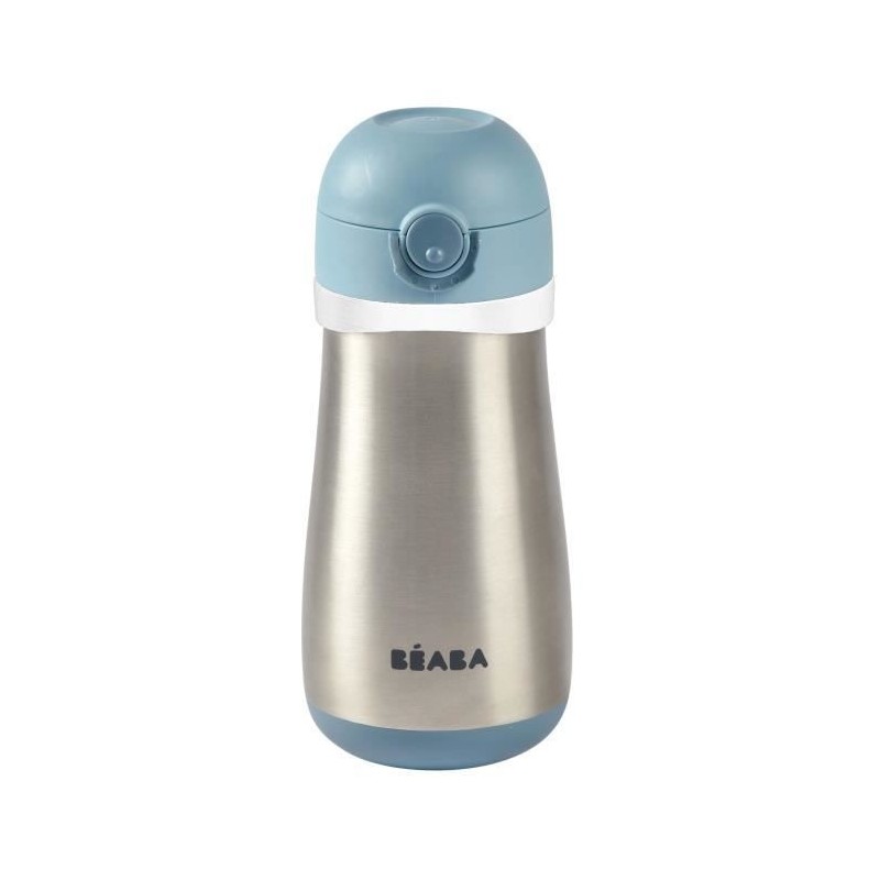 BEABA, Gourde inox 350 ml + anse - windy blue