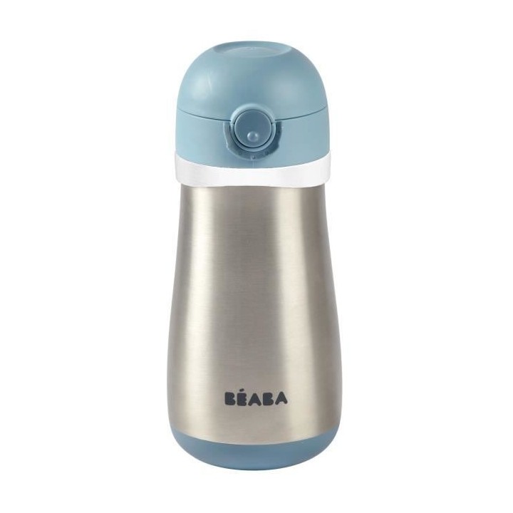 BEABA, Gourde inox 350 ml + anse - windy blue