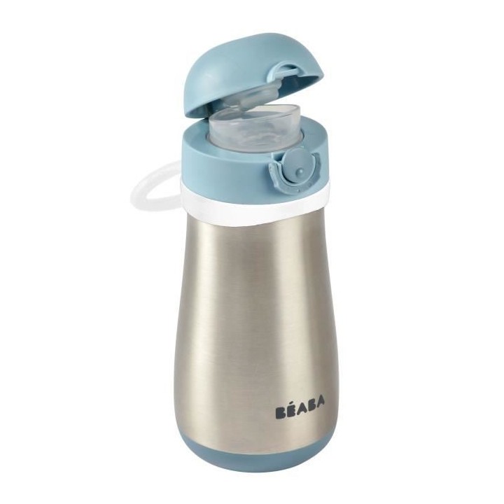 BEABA, Gourde inox 350 ml + anse - windy blue