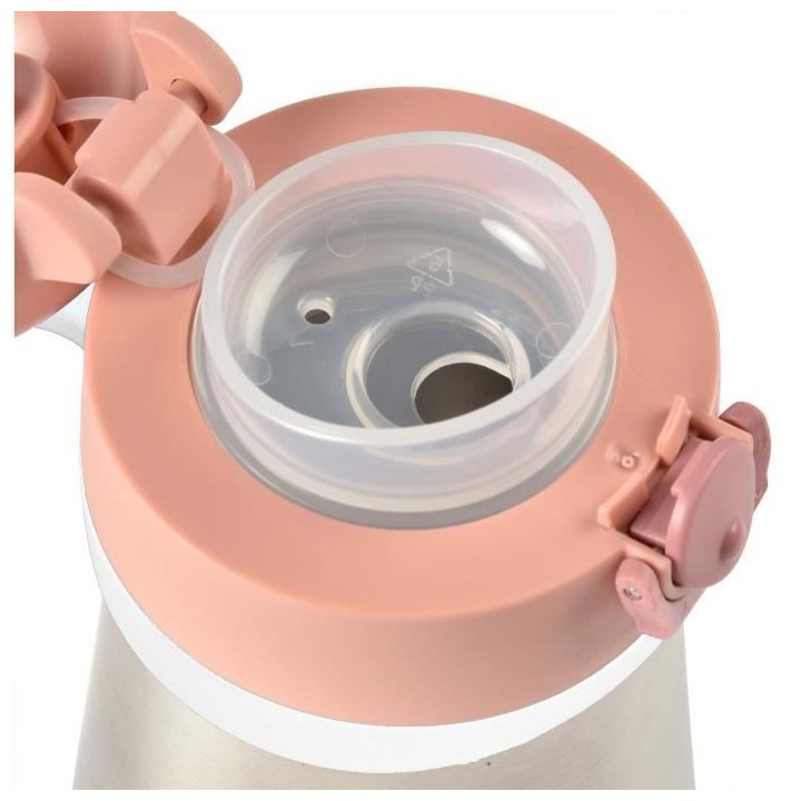 BEABA, Gourde inox 350 ml + anse - old pink